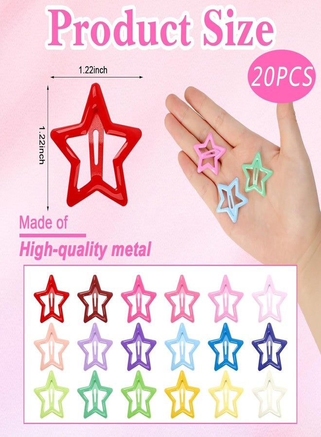 BAISAI 20 PCS Colorful Hair Clips, 1.22 Inch Y2K Accessories Star Snap Hair Clips, Non-Slip Small Star Colorful Barrettes Accessories for Girls Women - Image 2